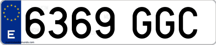 Ejemplo de matrícula de coche ordinaria 6369 GGC
