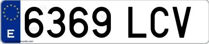 Ejemplo de matrícula española 6369 LCV