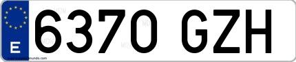 Ejemplo de matrícula española 6370 GZH