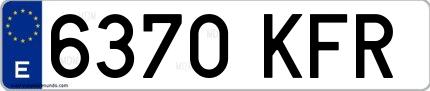 Ejemplo de matrícula española 6370 KFR
