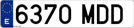 Ejemplo de matrícula española 6370 MDD