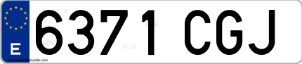 Ejemplo de matrícula de coche ordinaria 6371 CGJ