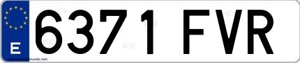 Ejemplo de matrícula española 6371 FVR