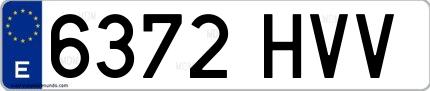Ejemplo de matrícula española 6372 HVV