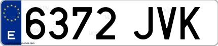 Ejemplo de matrícula española 6372 JVK