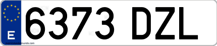 Ejemplo de matrícula de coche ordinaria 6373 DZL