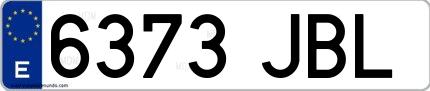 Ejemplo de matrícula española 6373 JBL