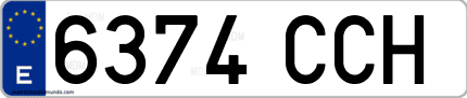 Ejemplo de matrícula de coche ordinaria 6374 CCH