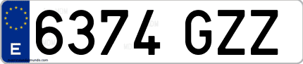 Ejemplo de matrícula de coche ordinaria 6374 GZZ