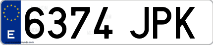 Ejemplo de matrícula de coche ordinaria 6374 JPK
