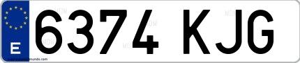 Ejemplo de matrícula española 6374 KJG
