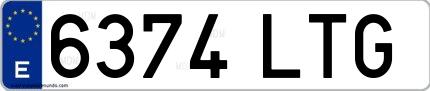 Ejemplo de matrícula española 6374 LTG