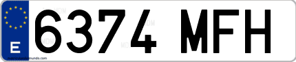 Ejemplo de matrícula de coche ordinaria 6374 MFH