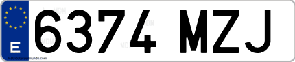 Ejemplo de matrícula de coche ordinaria 6374 MZJ