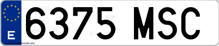 Ejemplo de matrícula de coche ordinaria 6375 MSC