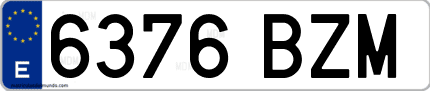 Ejemplo de matrícula de coche ordinaria 6376 BZM