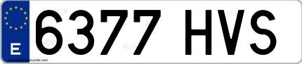 Ejemplo de matrícula española 6377 HVS