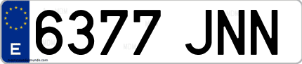Ejemplo de matrícula de coche ordinaria 6377 JNN