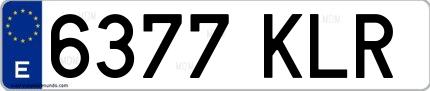 Ejemplo de matrícula española 6377 KLR