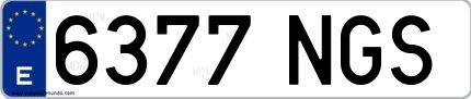 Ejemplo de matrícula española 6377 NGS