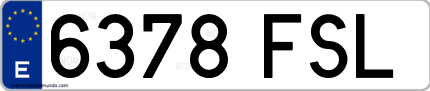 Ejemplo de matrícula de coche ordinaria 6378 FSL
