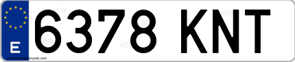 Ejemplo de matrícula de coche ordinaria 6378 KNT