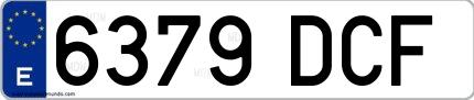 Ejemplo de matrícula española 6379 DCF