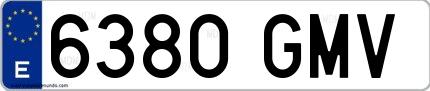 Ejemplo de matrícula española 6380 GMV