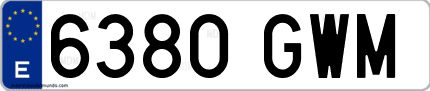 Ejemplo de matrícula de coche ordinaria 6380 GWM