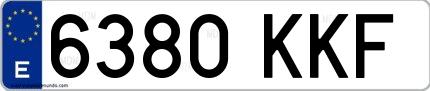 Ejemplo de matrícula española 6380 KKF