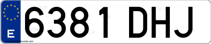 Ejemplo de matrícula de coche ordinaria 6381 DHJ