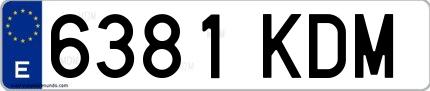 Ejemplo de matrícula española 6381 KDM