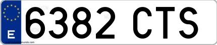 Ejemplo de matrícula española 6382 CTS