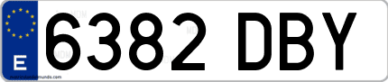 Ejemplo de matrícula de coche ordinaria 6382 DBY