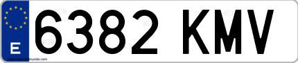 Ejemplo de matrícula de coche ordinaria 6382 KMV