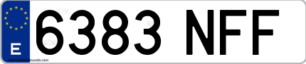 Ejemplo de matrícula de coche ordinaria 6383 NFF