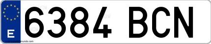 Ejemplo de matrícula española 6384 BCN