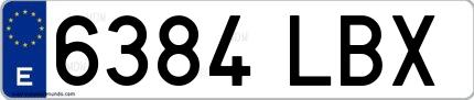 Ejemplo de matrícula española 6384 LBX
