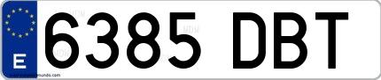 Ejemplo de matrícula española 6385 DBT