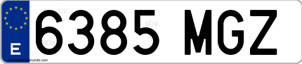 Ejemplo de matrícula de coche ordinaria 6385 MGZ