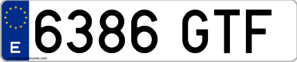 Ejemplo de matrícula de coche ordinaria 6386 GTF