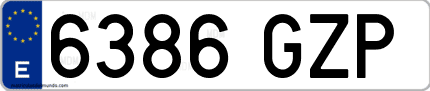 Ejemplo de matrícula de coche ordinaria 6386 GZP