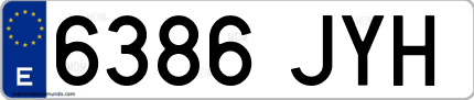Ejemplo de matrícula de coche ordinaria 6386 JYH