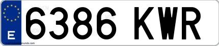 Ejemplo de matrícula española 6386 KWR