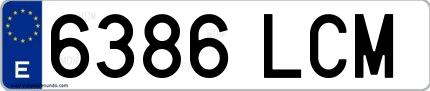 Ejemplo de matrícula española 6386 LCM