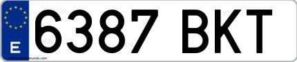 Ejemplo de matrícula española 6387 BKT