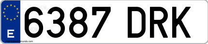 Ejemplo de matrícula de coche ordinaria 6387 DRK