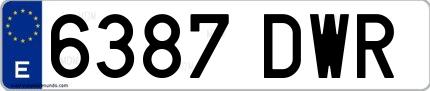 Ejemplo de matrícula española 6387 DWR