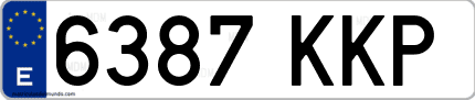 Ejemplo de matrícula de coche ordinaria 6387 KKP