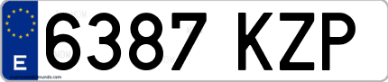 Ejemplo de matrícula de coche ordinaria 6387 KZP